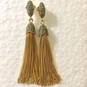Vince Camuto seed bead gold tassel earrings.